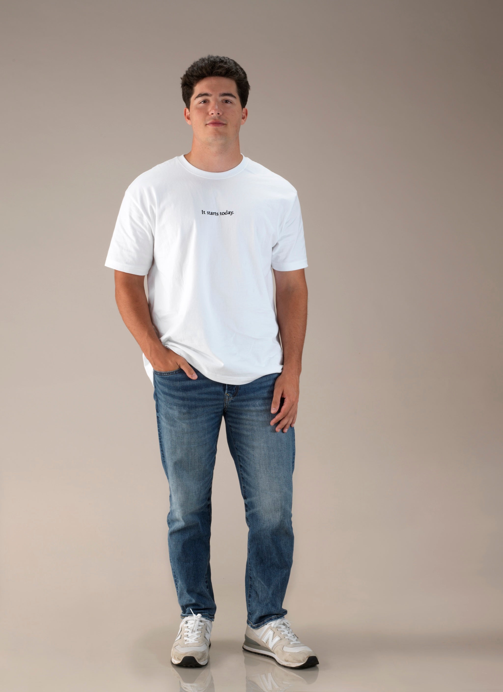 "It starts today." Oversized Unisex Heavyweight Cotton T-Shirt