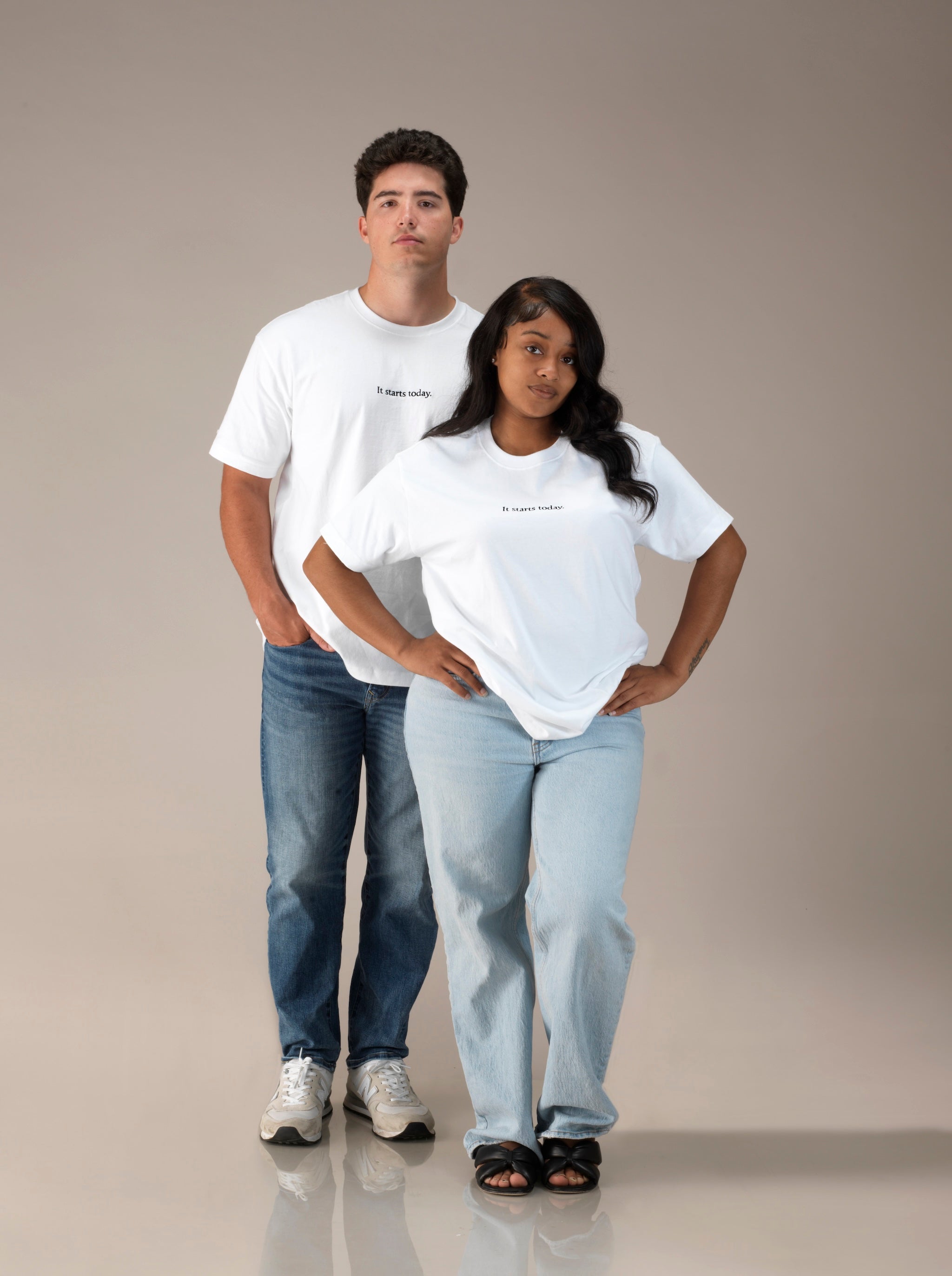 "It starts today." Oversized Unisex Heavyweight Cotton T-Shirt