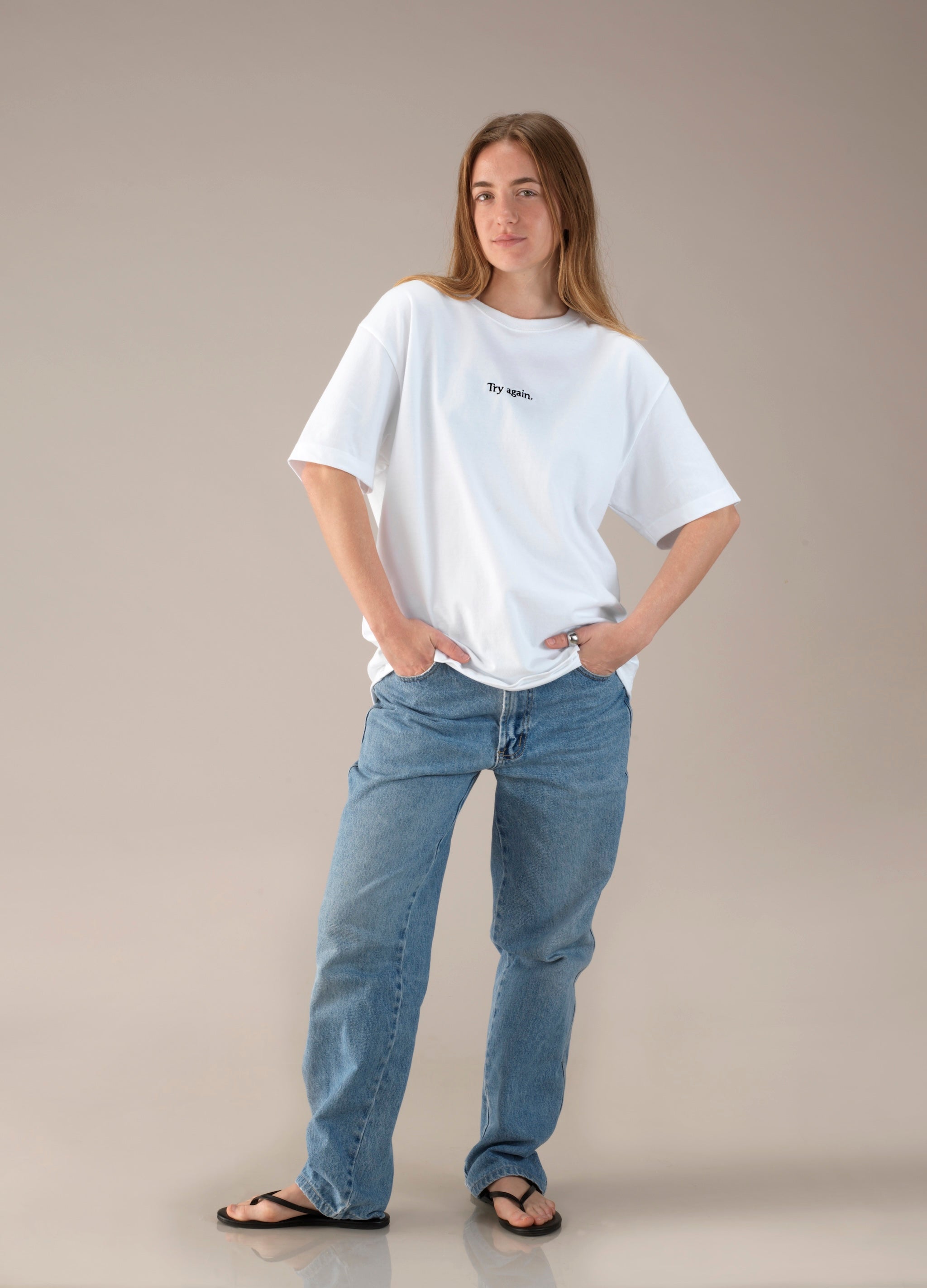 "Try again." Oversized Unisex Heavyweight Cotton T-Shirt