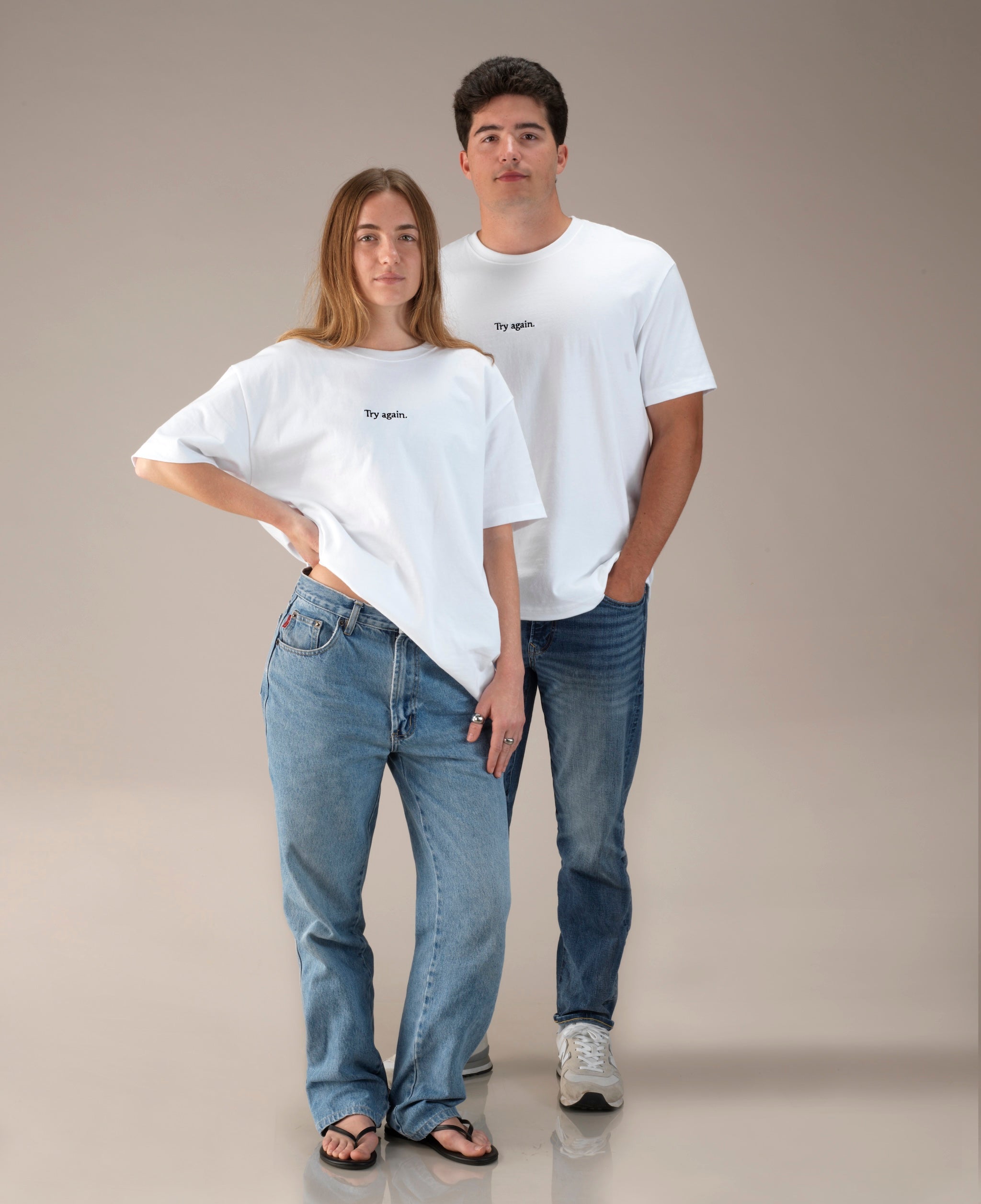 "Try again." Oversized Unisex Heavyweight Cotton T-Shirt