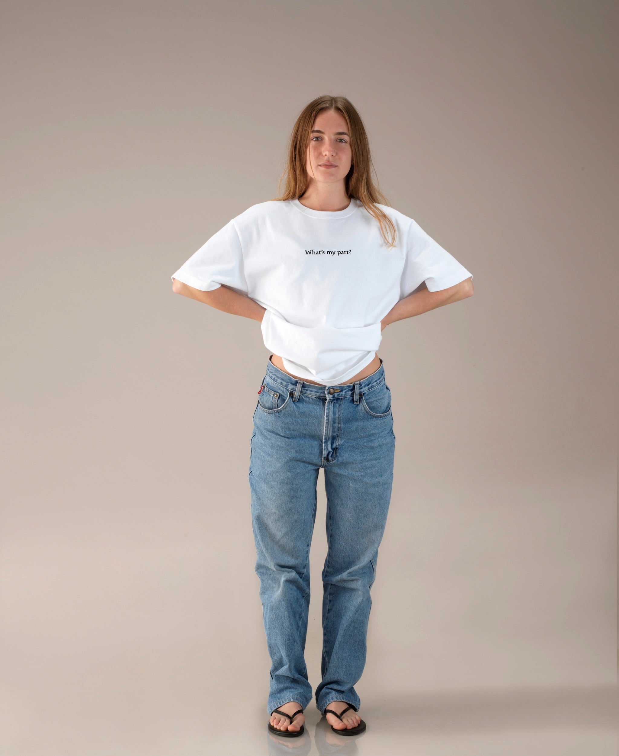 "What's my part?" Oversized Unisex Heavyweight Cotton T-Shirt