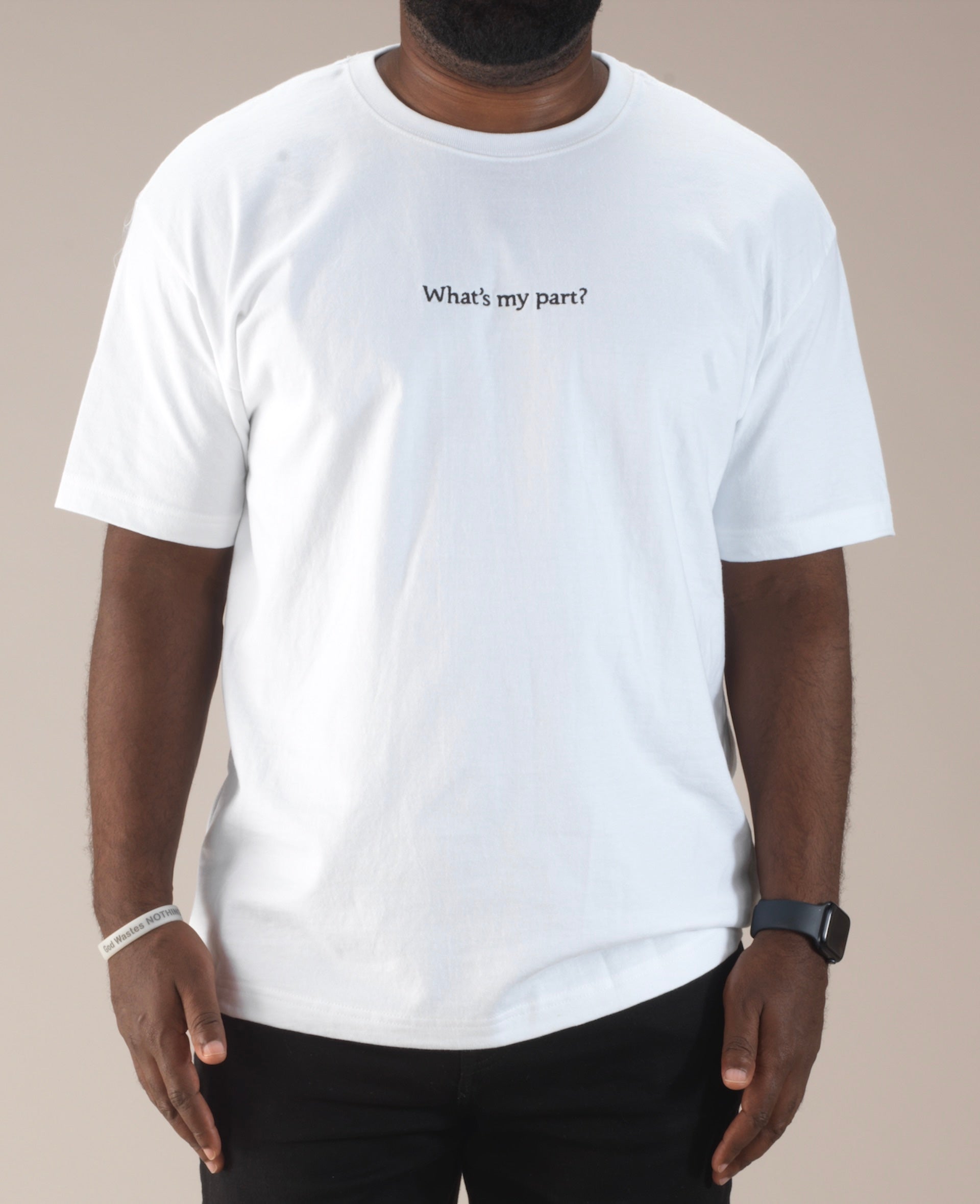 "What's my part?" Oversized Unisex Heavyweight Cotton T-Shirt